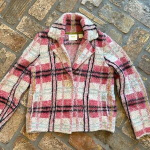 Maeve by Anthropologie XS pink plaid jacket